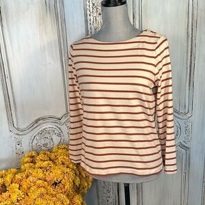 Banana Republic Stripped Long Sleeve Frenchie Cotton Knit Top Old Money Classic